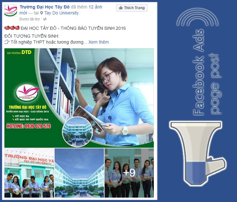 quảng cáo page post facebook ngành giáo dục trường học tuyển sinh - marketing giáo dục
